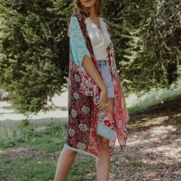 Other - Boho Floral Patchwork Kimono